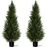 3/4/5Ft 2pack Artificial Cedar And Cypress Wood Courtyard Front Porch Decoration Simulation Plants Boxwood Christmas xmas