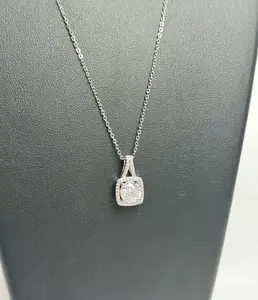 1CT Certified D Color White Gold Plated Halo Setting Round Brilliant Cut Moissanite Tennis Bracelet