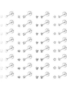 16 Pairs Tiny Cartilage Stud Earrings for Women Men, Hypoallergenic Surgical Steel Flat Back Earrings, Cubic Zirconia Tiny Ball Studs 2mm 3mm