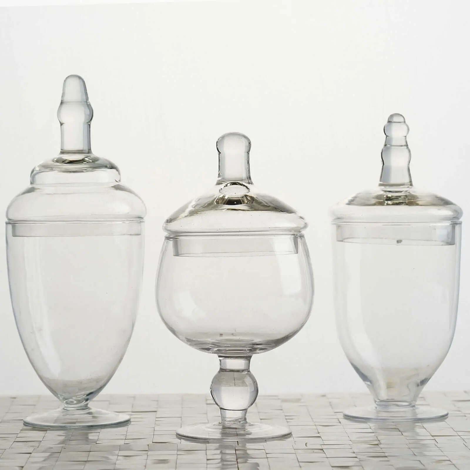 3-Piece Glass Food Canister Set with Snap-On Lids - Apothecary Aesthetic Cylindrical Jars (8.5in/9in/10in), Event-Ready Kitchen Preserving Utensils for Candy Buffet Countertop Storage, Food Storage Solutions