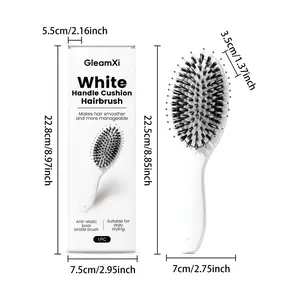 GleamXi Boar Bristle Brush with Nylon Bristles and Microsphere Massaging Tips - Stimulates Scalp, Boosts Volume, Enhances Shine & Detangles Hair