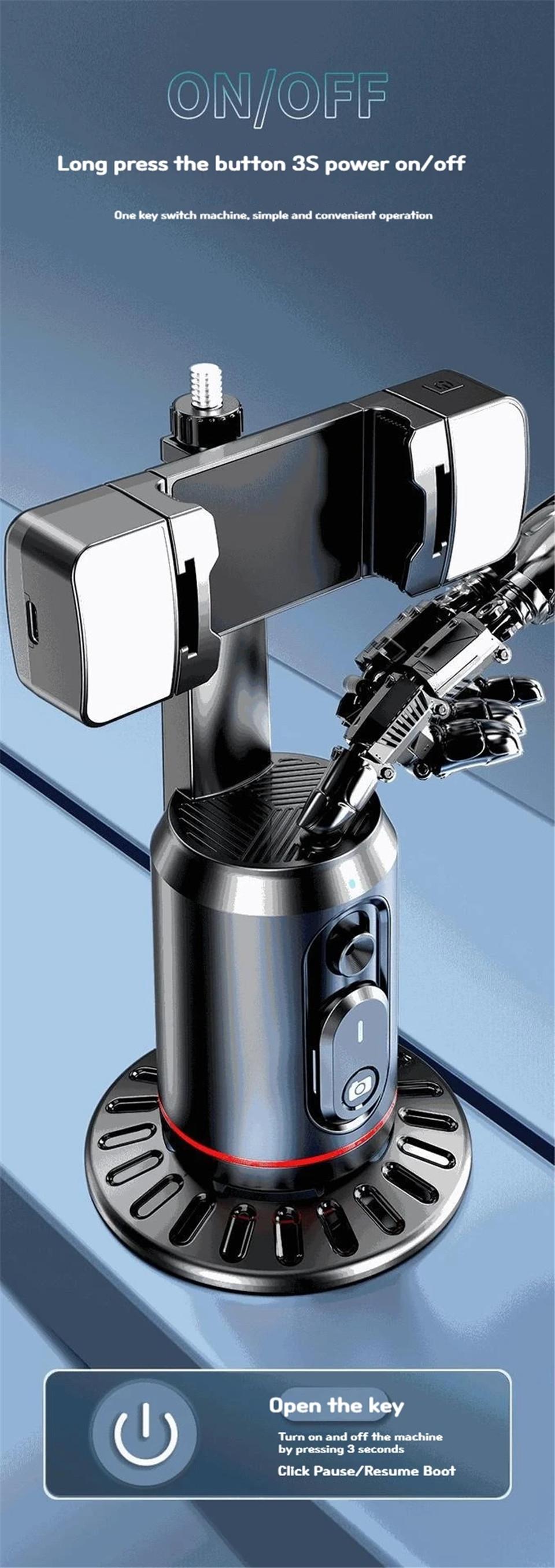 360° Rotation Gimbal Stabilizer Tripod Selfie Stick Desktop Face Tracking with Bluetooth Remote Shutter Light Holder