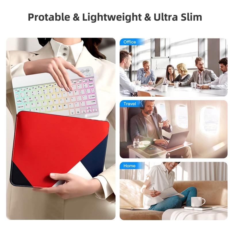 Compact & Portable Multicolor Keyboard & Mouse Set, Slim Wireless Bluetooth Keyboard, Ideal for iPad, Tablet, Laptop | Office & Home Use