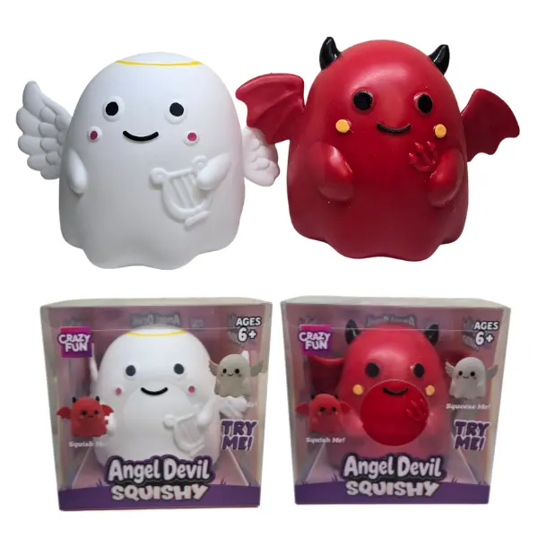 Jumbo Angel Devil Squishy Halloween Stress Relief Fidget Toy Cute and Spooky Large Novelty Toys for Fidgeting