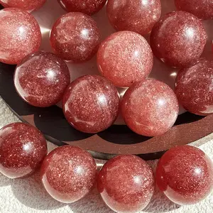 Strawberry Quartz Sphere Gem Crystal Ball Reiki Home Decor 24~28mm Ornaments