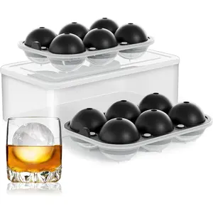 Large Ice Cube Tray for : 2.5 Inch  Ice Ball Maker - Circle Ice Cube Tray - Round Ice Sphere Maker for Old Fashioned