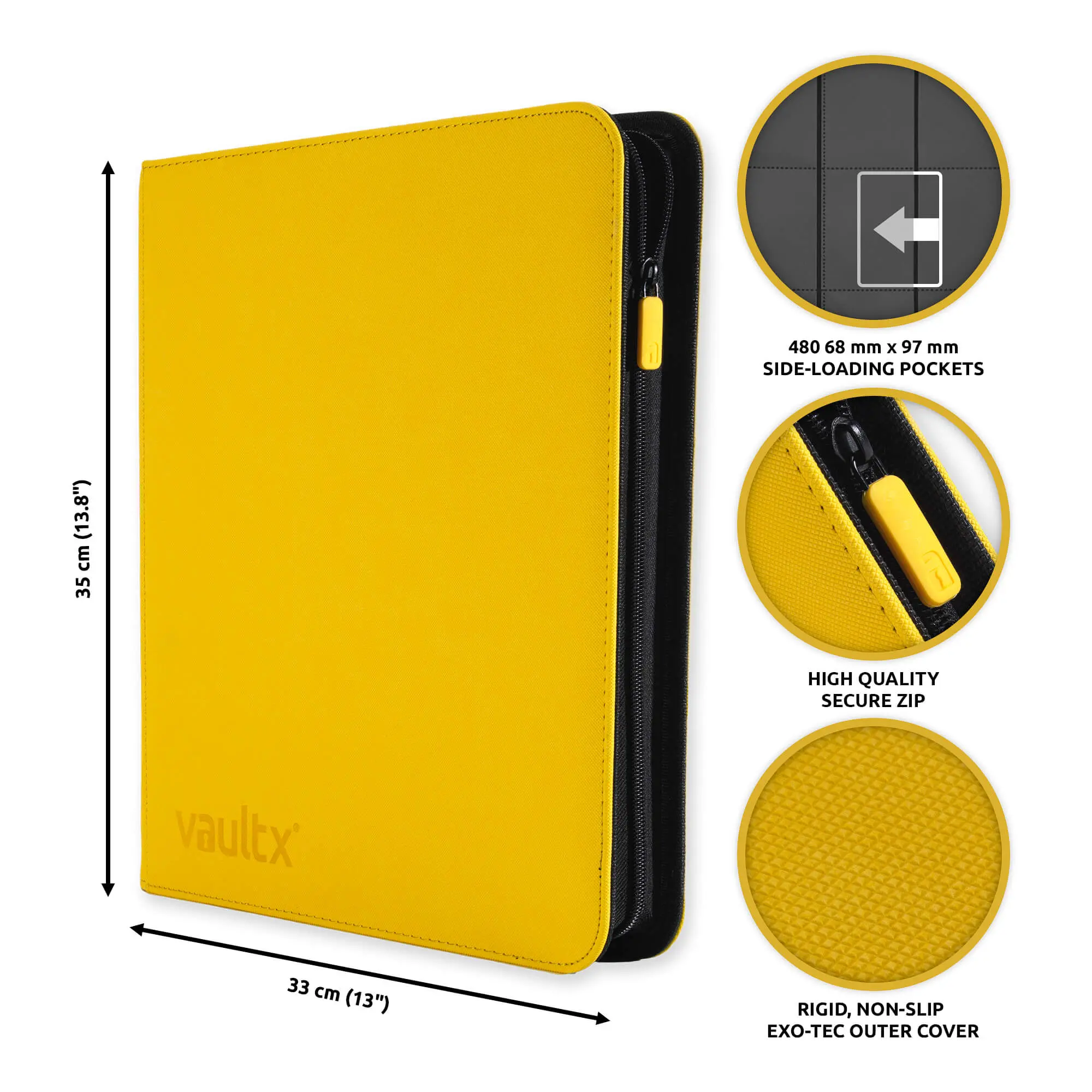 Vault X 12-Pocket Exo-Tec® Zip Binder (Sunrise Yellow)