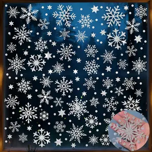 Christmas Snowflake Window Clings Silver Glitter Snowflakes Winter Window Static Clings for Glass Windows Removable Reusable (Silver) Decor Decorative