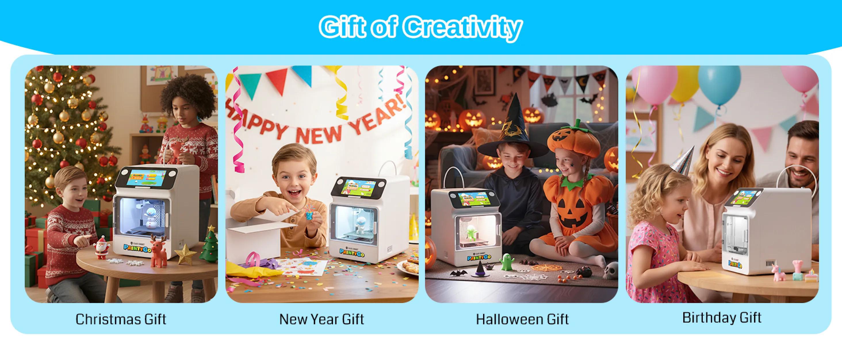 SainSmart PrintyGo 3D Printer for Kids, 600mm/s Auto Leveling Printer for Beginners with 5" Touch Screen, 1500+ Models, Child-Safe Design, Wi-Fi/App Control, Pre-Assembled for STEM Learning Gift