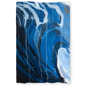 Begin Home Decor C1DCTXLW4AVAGF Abstract Wave in Motion - Classic Blue Twin Size Extra Long Duvet Cover - Home Decor