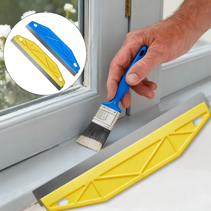 2 sets of professional 12-inch heavy-duty yellow paint-protected corner protectors, equipped with ergonomic handles and edge designs - made of durable plastic/metal materials, suitable for fine wall trimming, wallpaper cutting, and corner treatment.