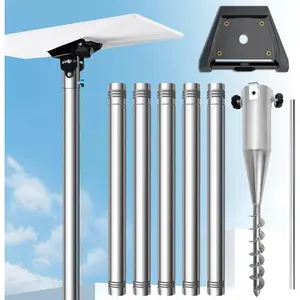 Starlink Gen 3 Pole Mount Kit,  10Ft Starlink Ground Pole Mount Gen 3, Features 1.5'' Diameter Stainless Steel Pole with No-Dig Spiral Ground Anchor, Starlink Mounting Kit Gen 3 Pipe Adapter