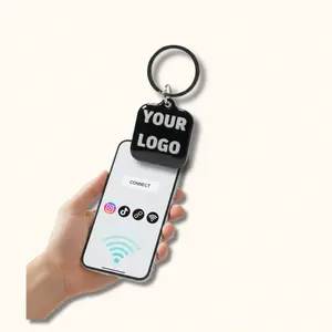 Custom Logo Keychain with NFC - Programmable Business Link, Social Media,Wifi