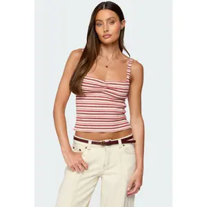 Adelia Striped Ruched Tank Top
