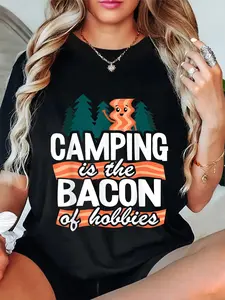 100% Cotton Camping Is The Bacon Of Hobbies Camper Funny Outdoor Camping T-Shirt