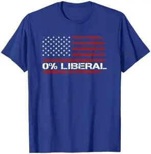 0% Liberal Zero Percent Anti Liberal - Red Republican Flag T-Shirt
