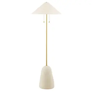 Maia Floor Lamp with Ceramic Base Inspired by Brazilian Mountains and Angular Korean Shade