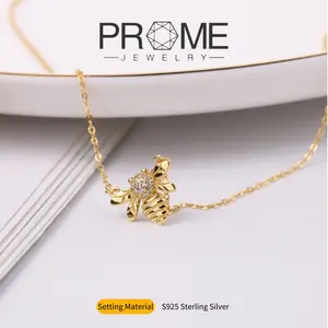 (SN053)S925 Sterling Silver Cute Bee Pendant Necklace Vibrant and Stylish, Perfect Gift for Women’s Daily Wear
