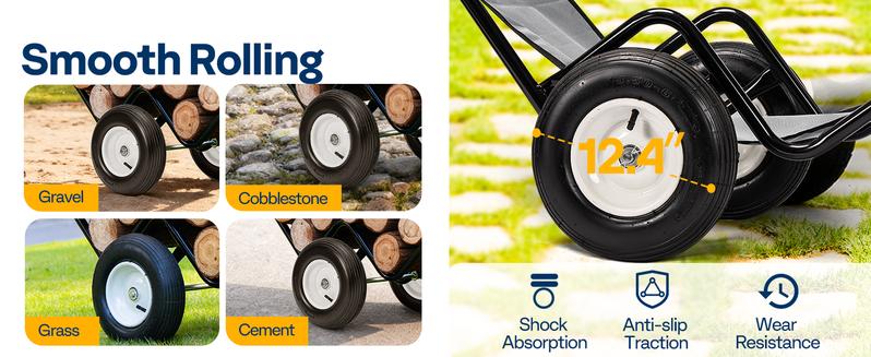 VIVOHOME Firewood Log Cart Carrier with Rubber Wheels and 600D Oxford Cloth, 250-300 LBS Capacity Heavy Duty Steel Dolly Hauler, Rolling Wood Rack Storage Mover for Easy Transport Indoor Outdoor Use
