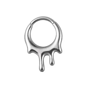 Melting Waterdrops Hinged Segment Clicker Ring - 316L Stainless Steel