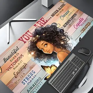 Self-motivation Manifesto for Black Women Large Gaming Mouse Pad, Extended Mousepad, Non Slip Mousepad, Stylish Desk Protector with Non-Slip Rubber, Multi-Size for Laptop & Desktop Use, Desktop Accessory