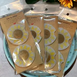 Sunflower Car Coasters, Car Accessories, Cupholders