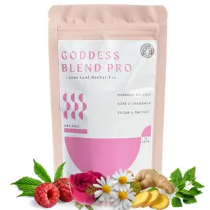 Goddess Blend Pro Tea - Overall Women Wellness, Hormone Balance, Organic Herbal Tea with Pink Rose, Caffeine-Free, Sugar-Free, Pure Loose Leaf, 100% Natural Herbs