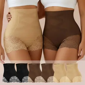 Morelect 4/6 Pcs Women's High Waist Panties, Tummy Control & Butt Lifting Seamfree Briefs, Side Lace Trim Everyday Underwear, All Season Comfortable Undies,S-XXXL Minimalist