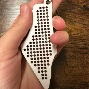 Palestine map wooden keychain