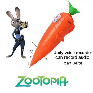 Judy & Nick Carrot Mini Voice Recorder Electronic Sound Toy Can Write Graffiti Ballpoint Pen Novelty Voice Recorder Pen Gift Audio