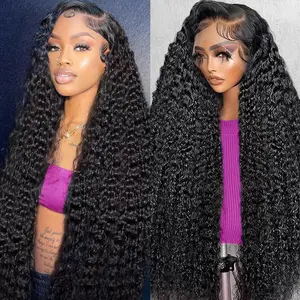 Deep Wave Lace Front Wigs Human Hair 13x6 HD Lace Front Wigs Human Hair Glueless Wigs Human Hair Pre Plucked Deep Wave Wig with Baby Hair 200 Density Deep Curly Human Hair Wig for Women