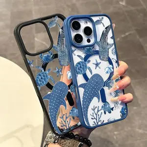 Chic Magnetic Case for iPhone17 Pro Max Plus Air/11/12/13/14/15/16/promax whales shark MagSafe Ready, Anti-Slip, Ultra Thin |     Aesthetic Touch for Daily Use Protector Cover Protection Protective