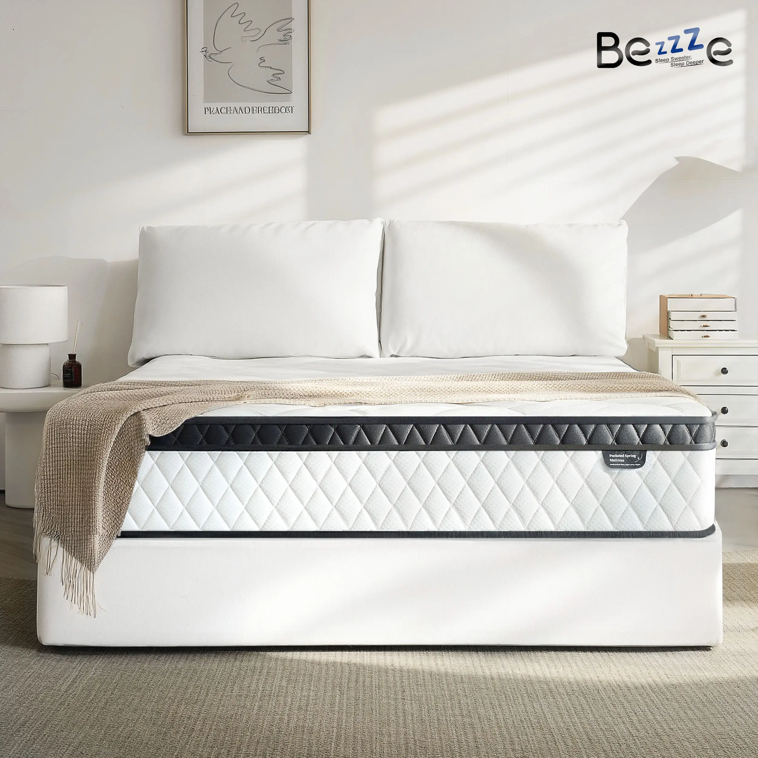 Bezzze Mattress 10-12 Inch Hybrid Mattresses in a Box with Comfort Foam and Pocket Coils,Hybrid Mattress with Memory Foam, Individual Pocket Spring fo