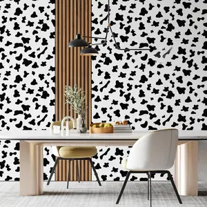 Cow Print Peel and Stick Wallpaper – 17.3" x 80" Black and White Spots Contact Paper, Cute Self-Adhesive & Removable Vinyl Wall Décor for Bedroom, Living Room, Nursery