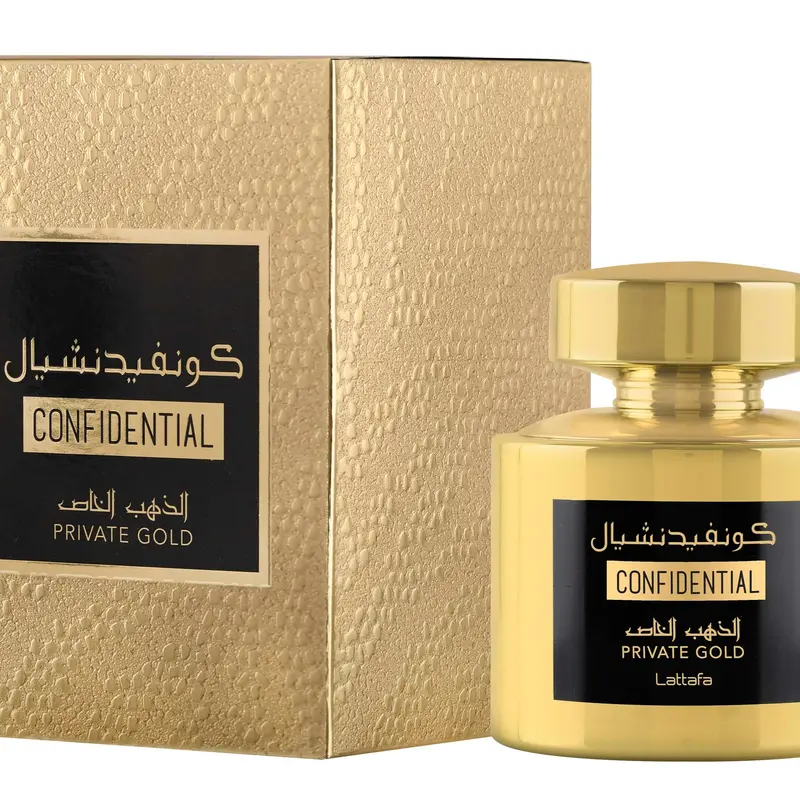 Lattafa Perfumes Confidential Private Gold for Unisex Eau de Parfum Spray, 3.4 Ounce