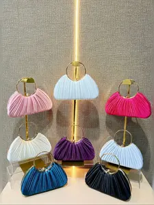 Women's Pleated Evening Bag, Party Dress Clutch, Round Ring Ktv Princess Name Brand Bag, Ideal for Daily Use and Travel
