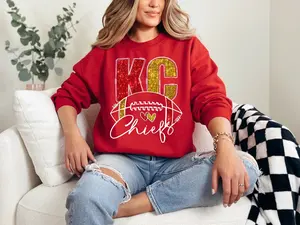 KC Chiefsss Football T-Shirt - Sweatshirt Cotton Crewneck Sweater Womenswear Tops Women Lady