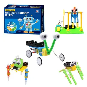 4-in-1 STEM Electric Motor Robot Kit for Kids, DIY Building Science Toys, Educational Robotics Kit with 4 Mini Robots, Engineering Learning Toy, Hands-On STEM Projects for Boys & Girls, Creative Building Set Ages 6-12