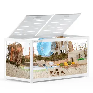 BUCATSTATE Hamster Cage 3.0 | 5.4 sq.ft Large Metal Cage | Stackable Easy Assemble | Top Access for Hamster Gerbil Mouse | 39.3L×19.7W×20.6H Inches