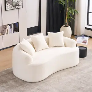 LY-025S Curved Loveseat White Full Compression Sponge Sofa 30D Chenille No-Assembly Compact 250 lbs 55.1"L 300 lbs Capacity Easy Assembly Enduring Chenille Fabric Medium Firm Couch