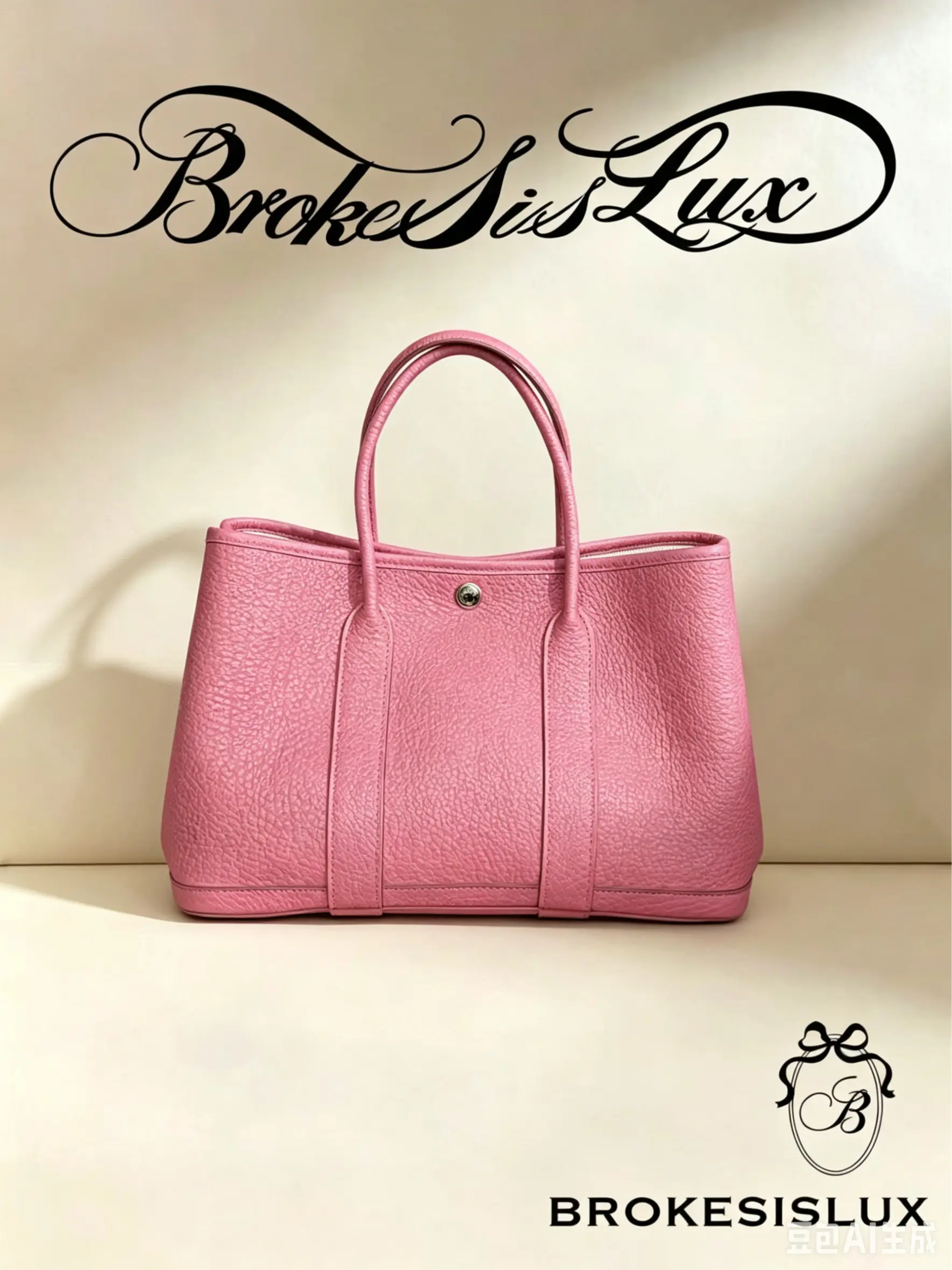 Pre-owned HERMÈS Medium 30 Garden Party Pink Clemence Leather Tote | Silver Snap Closure, Dual Leather Top Handles
