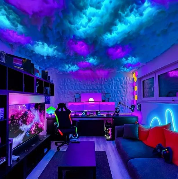 3D Cloud Lights for Esports Room Living Room Bedroom Party Salon Party Christmas Thanksgiving Christmas Eve Decorative Lights with Light Strip Cloud and Adhesive Accessories