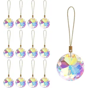 12 count  Glass Christmas Balls Ornaments, 1.18? Mini Round Prism Flower Xmas Tree Decorations,  Ornament for Wedding Party  Decor ( AB)