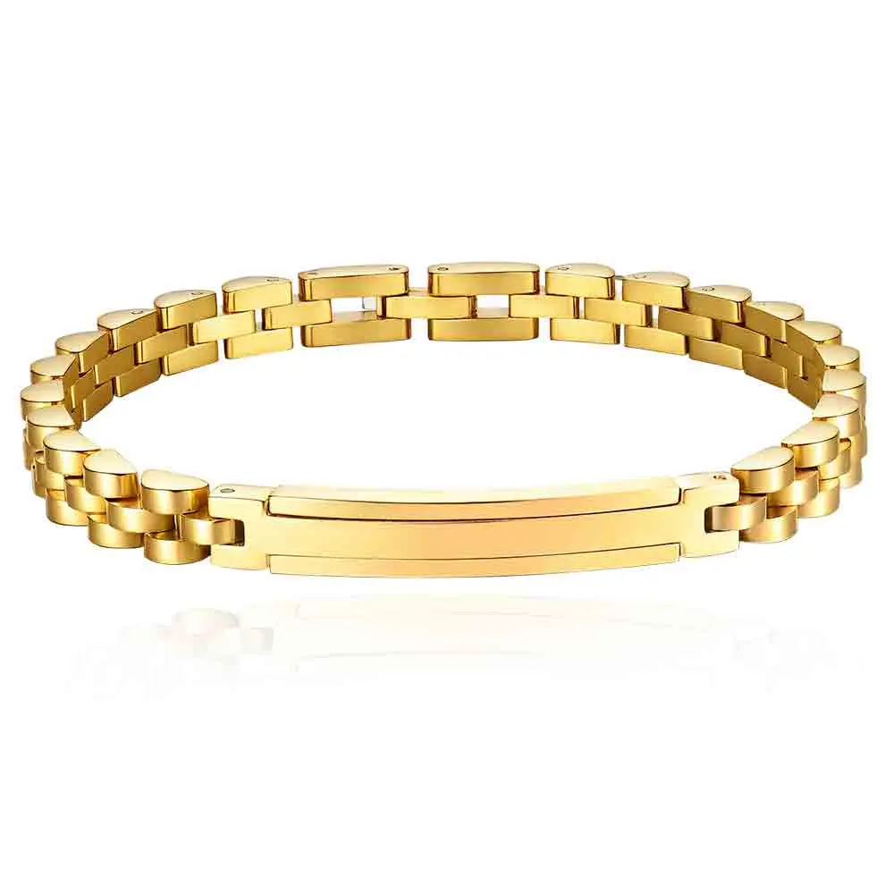 Fashionable new cross-border 6MM wide personalized curved stainless steel bracelet with laser Logo