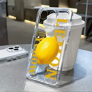 Creative Yellow Lemon Element Pattern Transparent Phone Case, Suitable for iPhone 17 Air/16 Plus/15 Pro Max/14 Pro/13/12/11/XS Max/X Phone Case, Ideal Gift for Family, Friends, Lovers, Boyfriend, Girlfriend for New Year and Christmas