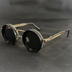 Men's Retro Steampunk Rotating Fashion Glasses, Adjustable Brightness, Alloy Frame, / Gradient Lenses, Bohemian Style Accessory