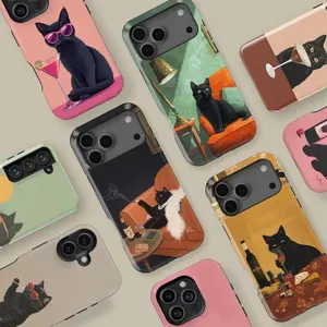 Funny cat design phone case, cute cat cover for cat lovers, compatible with iPhone 17/16/15/14/13/12/11, stylish protective case, perfect holiday gift for friends, family, or yourself.