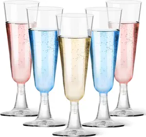 20-Pack Plastic Champagne Glasses, 5.5 oz Transparent Disposable Plastic Champagne Glasses, Wedding Celebration Birthday Party Tasting Event New Year's Eve Party Supplies Wine Glasses