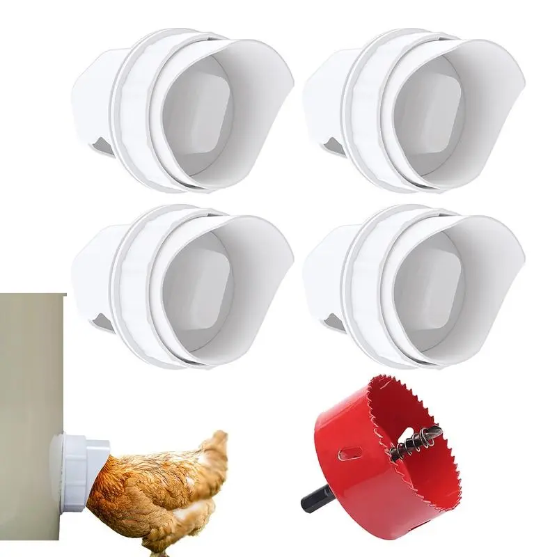 Rubber Automatic Gravity Chicken Feeder - Resin Cover, 1-Minute DIY Manual Install, Rain-Proof Hood, Waterproof Port, Spill-Minimized Dry Food Tool, Detachable, Drill Bit, 3.14" Hole Saw, Continuous Water Supply (Farm Animal Poultry Feeding Supplies)