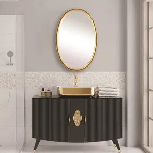212 Main Oval Metal Mirror, 24x36x2 in., Antique Gold Leaf, Home Decor Wall Mirror
